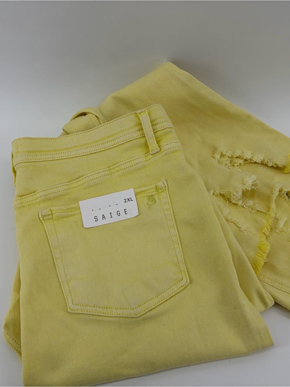 Saige Denim Jeans Yellow Tummy Control Distressed Hem Stretch Size 2XL NWT